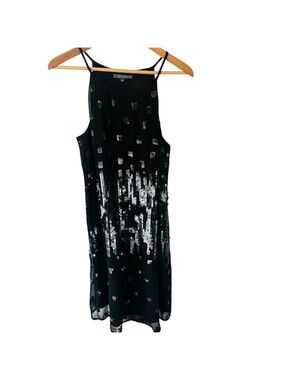MATTY Elegant Black Sequin Dress Lined sleeveless Party Dress Womens sz Medium